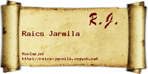 Raics Jarmila névjegykártya